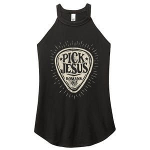 Guitar Pick Jesus Christian Music Guitarist Pastor Retro Women's Perfect Tri Rocker Tank