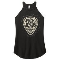 Guitar Pick Jesus Christian Music Guitarist Pastor Retro Women's Perfect Tri Rocker Tank