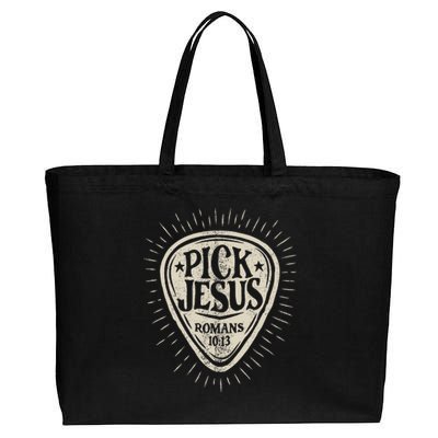 Guitar Pick Jesus Christian Music Guitarist Pastor Retro Cotton Canvas Jumbo Tote