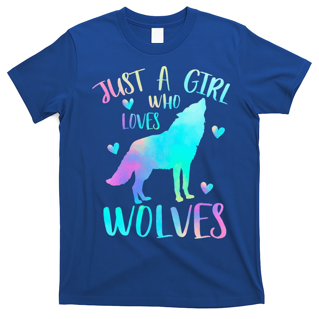 Just a Girl Who Loves wolves Watercolor T-Shirt