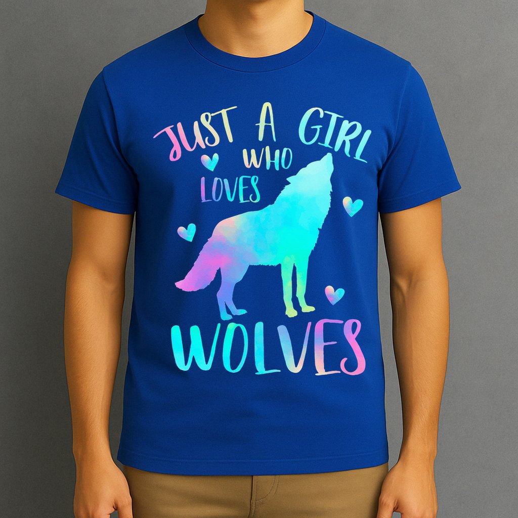 Just a Girl Who Loves wolves Watercolor T-Shirt