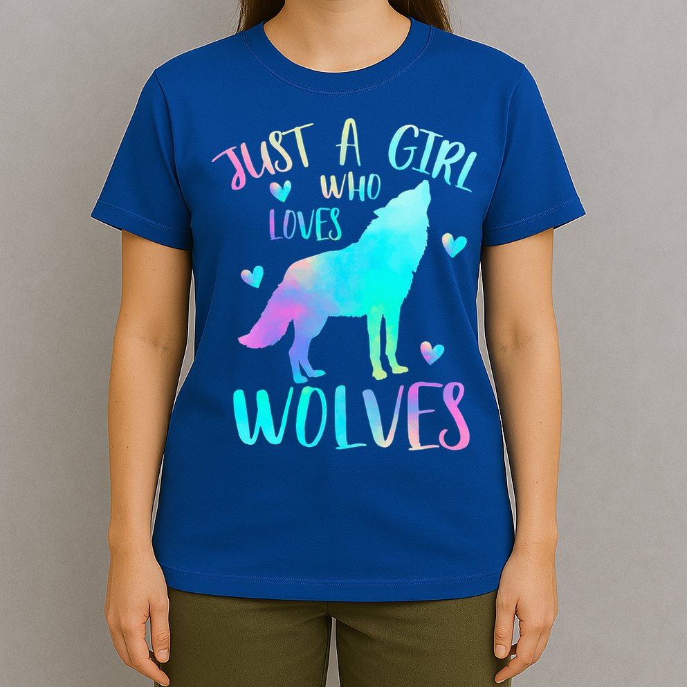Just a Girl Who Loves wolves Watercolor T-Shirt