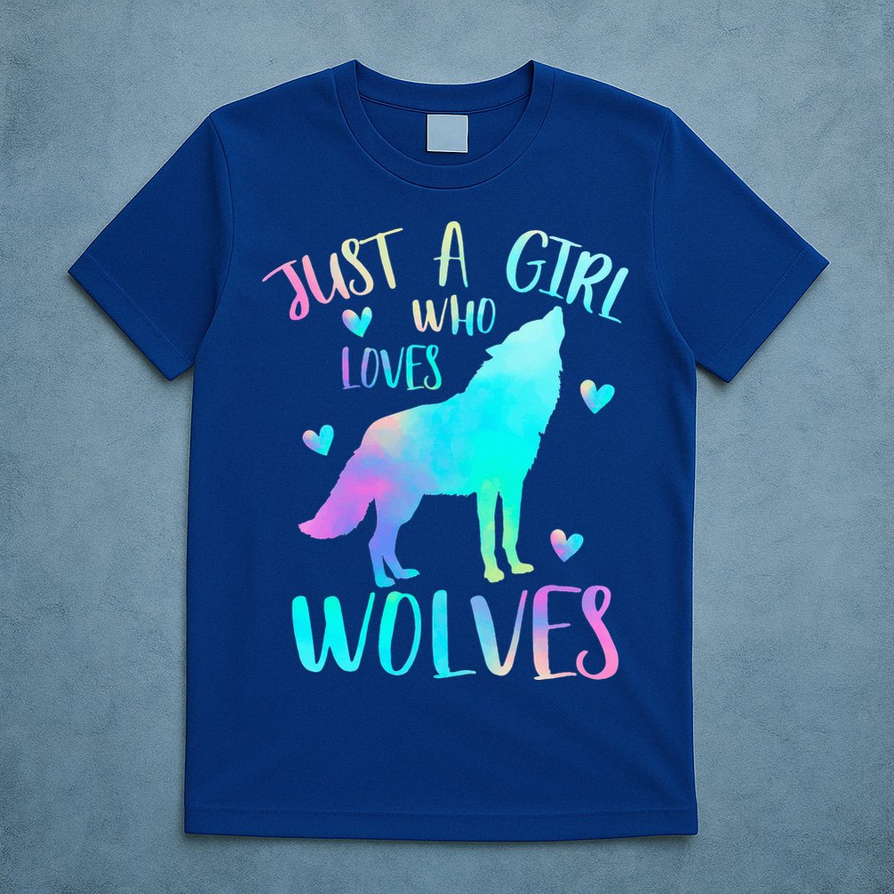 Just a Girl Who Loves wolves Watercolor T-Shirt