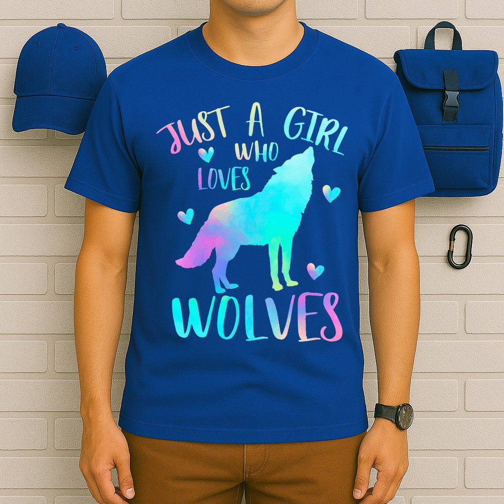Just a Girl Who Loves wolves Watercolor T-Shirt