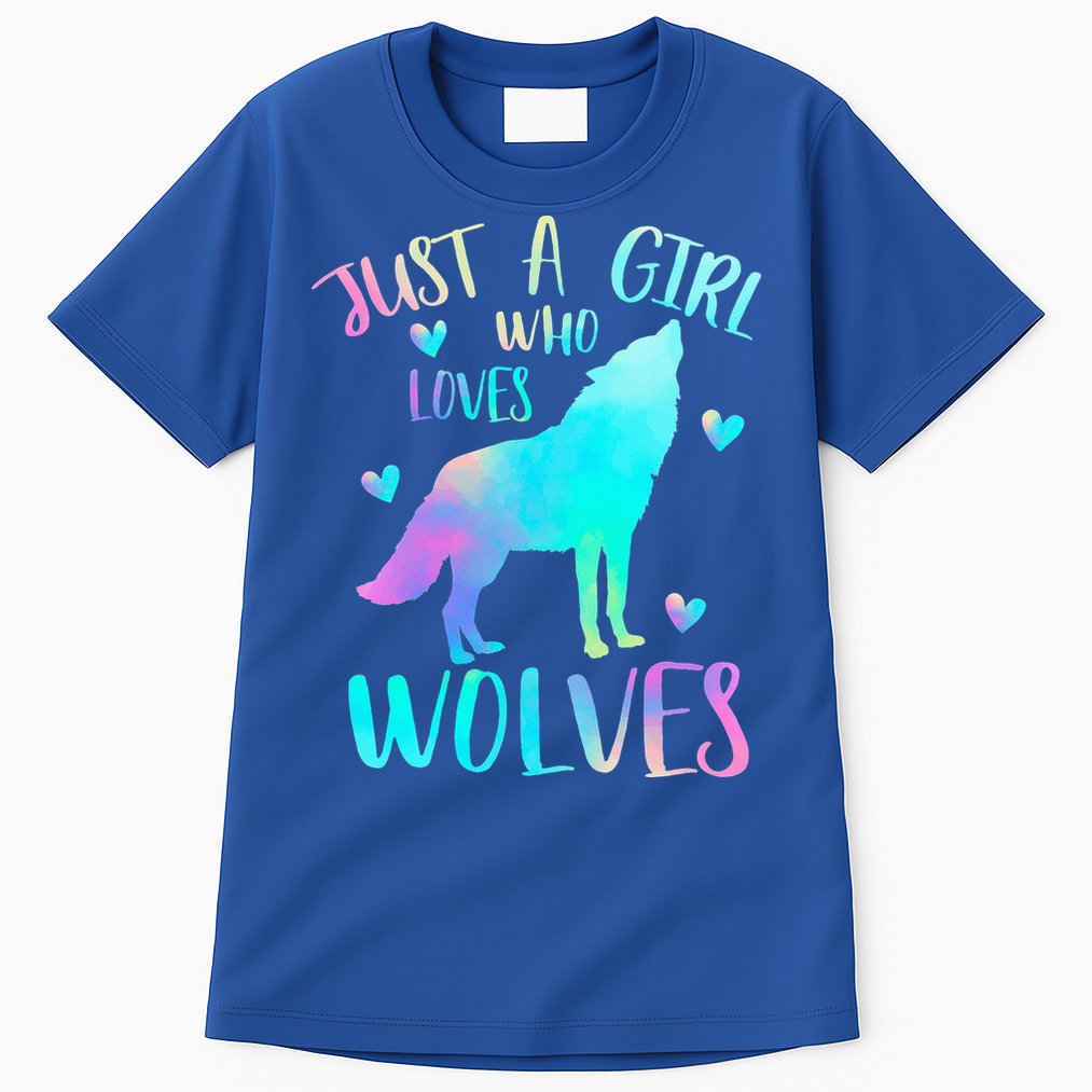 Just a Girl Who Loves wolves Watercolor Tall T-Shirt