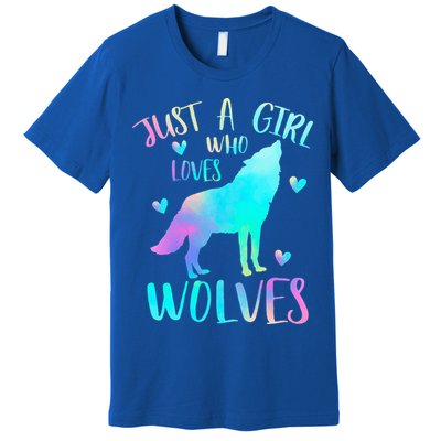 Just a Girl Who Loves wolves Watercolor Premium T-Shirt