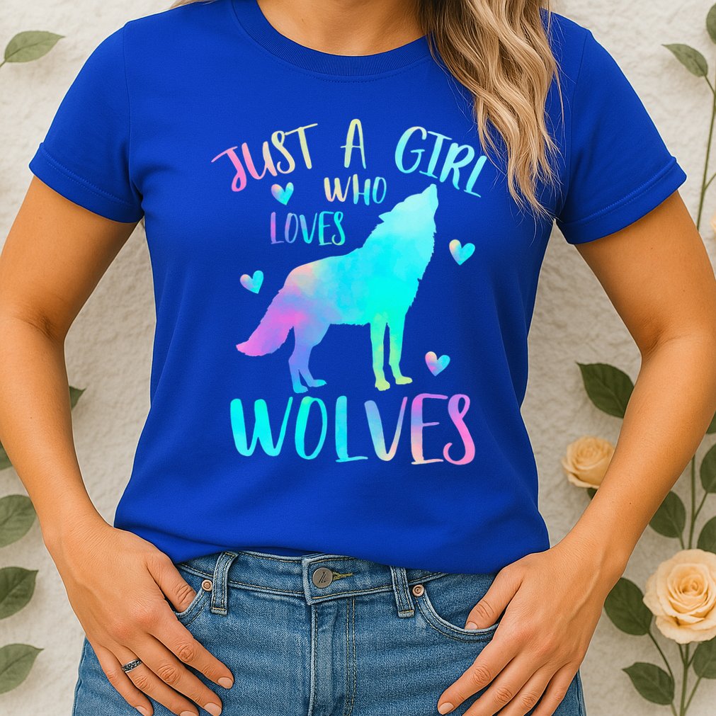 Just a Girl Who Loves wolves Watercolor Womens T-Shirt