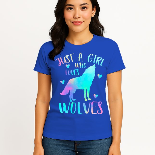 Just a Girl Who Loves wolves Watercolor Womens T-Shirt