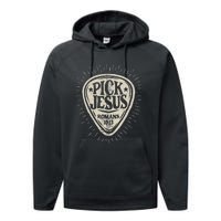 Guitar Pick Jesus Christian Music Guitarist Pastor Retro Performance Fleece Hoodie