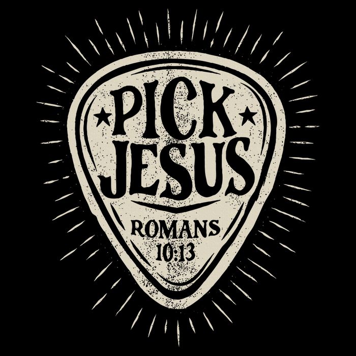 Guitar Pick Jesus Christian Music Guitarist Pastor Retro Womens T-Shirt