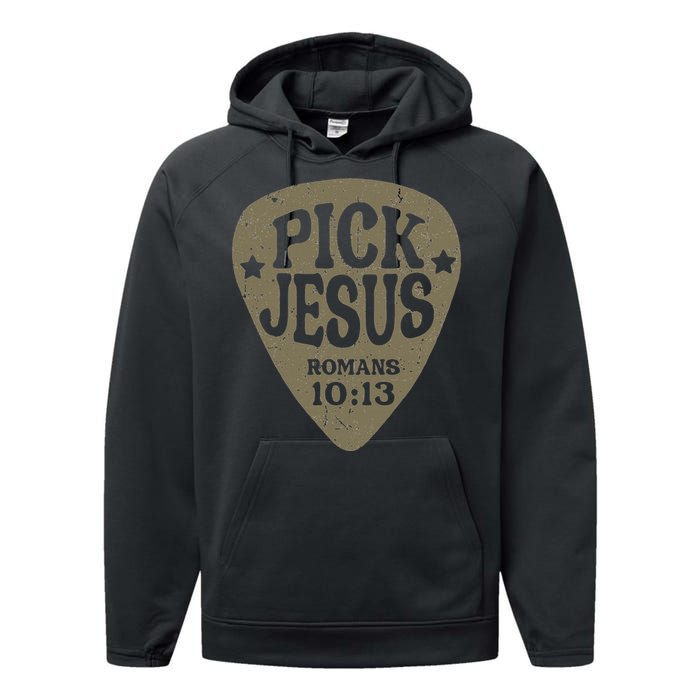 Guitar Pick Jesus Christian Music Guitarist Pastor Retro Performance Fleece Hoodie