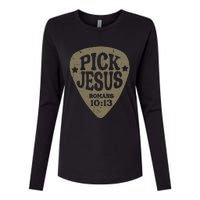 Guitar Pick Jesus Christian Music Guitarist Pastor Retro Womens Cotton Relaxed Long Sleeve T-Shirt