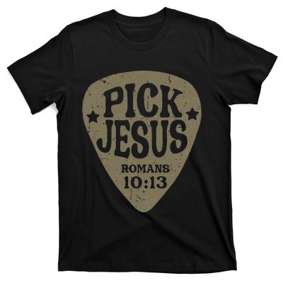 Guitar Pick Jesus Christian Music Guitarist Pastor Retro T-Shirt