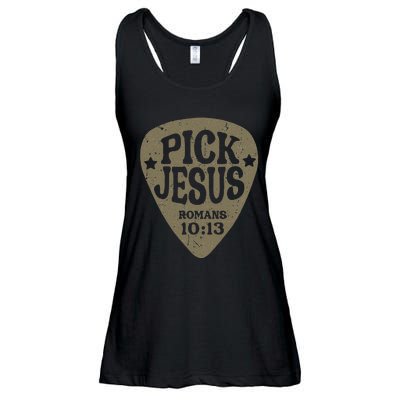 Guitar Pick Jesus Christian Music Guitarist Pastor Retro Ladies Essential Flowy Tank