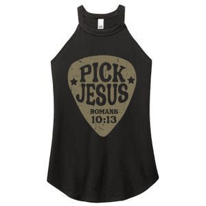 Guitar Pick Jesus Christian Music Guitarist Pastor Retro Women's Perfect Tri Rocker Tank