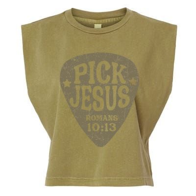 Guitar Pick Jesus Christian Music Guitarist Pastor Retro Garment-Dyed Women's Muscle Tee