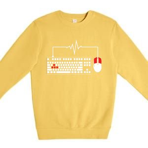 Gaming Pc Keyboard Mouse Christmas Gift Gamer Heartbeat Cool Gift Premium Crewneck Sweatshirt