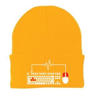 Gaming Pc Keyboard Mouse Christmas Gift Gamer Heartbeat Cool Gift Knit Cap Winter Beanie