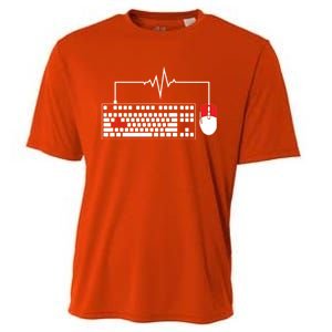 Gaming Pc Keyboard Mouse Christmas Gift Gamer Heartbeat Cool Gift Cooling Performance Crew T-Shirt