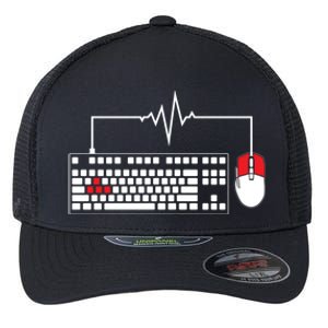 Gaming Pc Keyboard Mouse Christmas Gift Gamer Heartbeat Cool Gift Flexfit Unipanel Trucker Cap