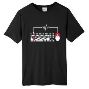 Gaming Pc Keyboard Mouse Christmas Gift Gamer Heartbeat Cool Gift Tall Fusion ChromaSoft Performance T-Shirt