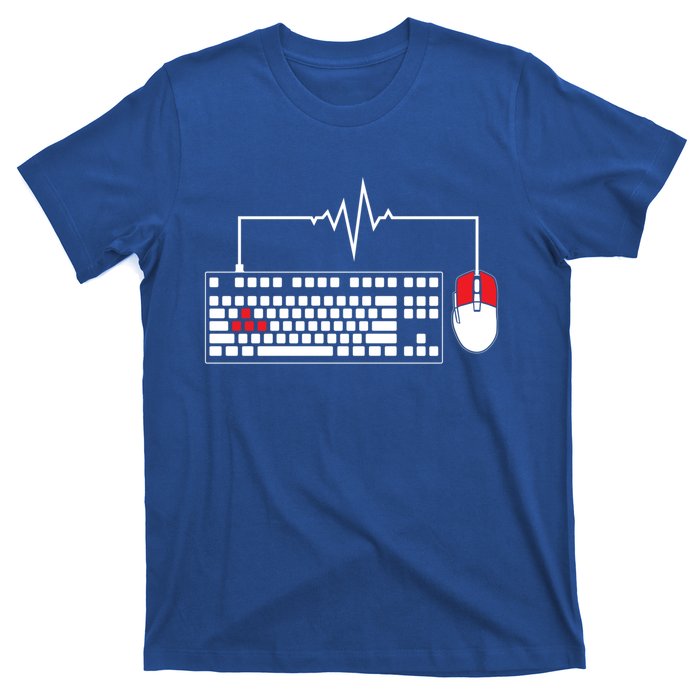 Gaming Pc Keyboard Mouse Christmas Gift Gamer Heartbeat Cool Gift T-Shirt