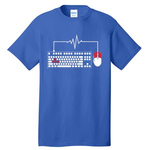 Gaming Pc Keyboard Mouse Christmas Gift Gamer Heartbeat Cool Gift Tall T-Shirt