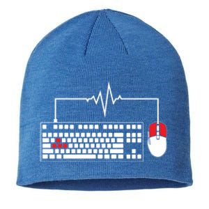 Gaming Pc Keyboard Mouse Christmas Gift Gamer Heartbeat Cool Gift Sustainable Beanie