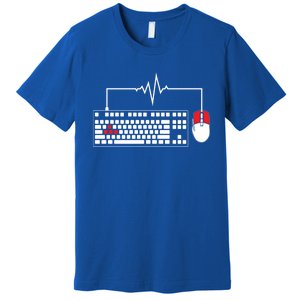 Gaming Pc Keyboard Mouse Christmas Gift Gamer Heartbeat Cool Gift Premium T-Shirt