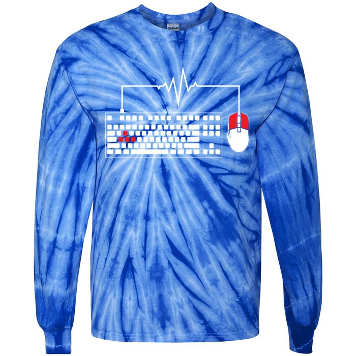 Gaming Pc Keyboard Mouse Christmas Gift Gamer Heartbeat Cool Gift Tie-Dye Long Sleeve Shirt