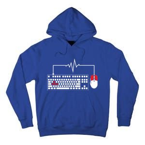 Gaming Pc Keyboard Mouse Christmas Gift Gamer Heartbeat Cool Gift Tall Hoodie