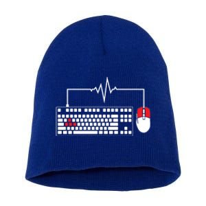 Gaming Pc Keyboard Mouse Christmas Gift Gamer Heartbeat Cool Gift Short Acrylic Beanie