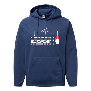 Gaming Pc Keyboard Mouse Christmas Gift Gamer Heartbeat Cool Gift Performance Fleece Hoodie