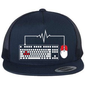 Gaming Pc Keyboard Mouse Christmas Gift Gamer Heartbeat Cool Gift Flat Bill Trucker Hat