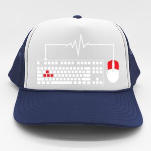 Gaming Pc Keyboard Mouse Christmas Gift Gamer Heartbeat Cool Gift Trucker Hat