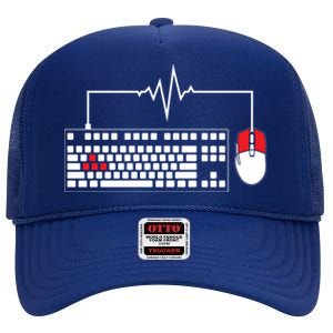 Gaming Pc Keyboard Mouse Christmas Gift Gamer Heartbeat Cool Gift High Crown Mesh Back Trucker Hat