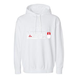 Gaming Pc Keyboard Mouse Christmas Gift Gamer Heartbeat Cool Gift Garment-Dyed Fleece Hoodie