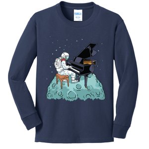 Grand Piano Kids Pianist Gift Astronaut Music Piano Kids Long Sleeve Shirt