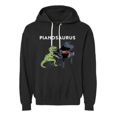 Grand Piano Kids Pianist Gift Dinosaur Music Piano Garment-Dyed Fleece Hoodie