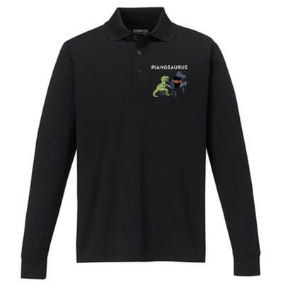 Grand Piano Kids Pianist Gift Dinosaur Music Piano Performance Long Sleeve Polo