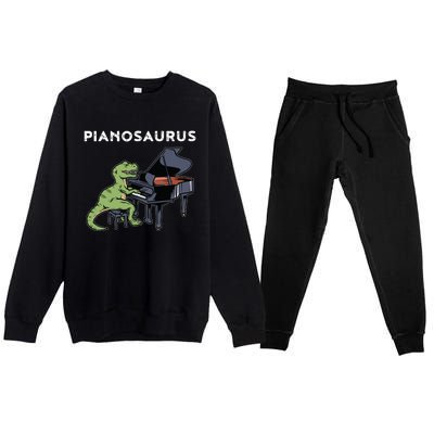 Grand Piano Kids Pianist Gift Dinosaur Music Piano Premium Crewneck Sweatsuit Set