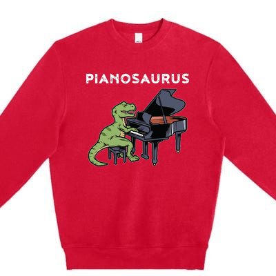 Grand Piano Kids Pianist Gift Dinosaur Music Piano Premium Crewneck Sweatshirt