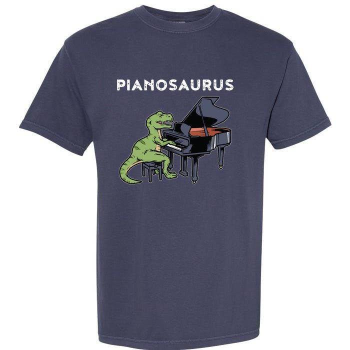 Grand Piano Kids Pianist Gift Dinosaur Music Piano Garment-Dyed Heavyweight T-Shirt