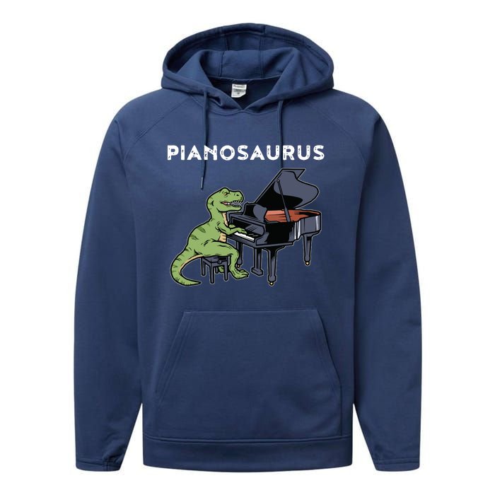 Grand Piano Kids Pianist Gift Dinosaur Music Piano Performance Fleece Hoodie