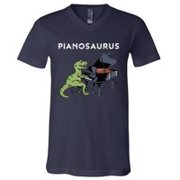 Grand Piano Kids Pianist Gift Dinosaur Music Piano V-Neck T-Shirt