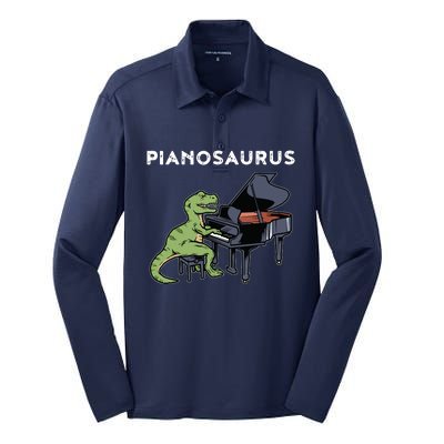 Grand Piano Kids Pianist Gift Dinosaur Music Piano Silk Touch Performance Long Sleeve Polo