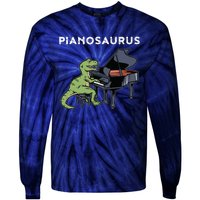 Grand Piano Kids Pianist Gift Dinosaur Music Piano Tie-Dye Long Sleeve Shirt