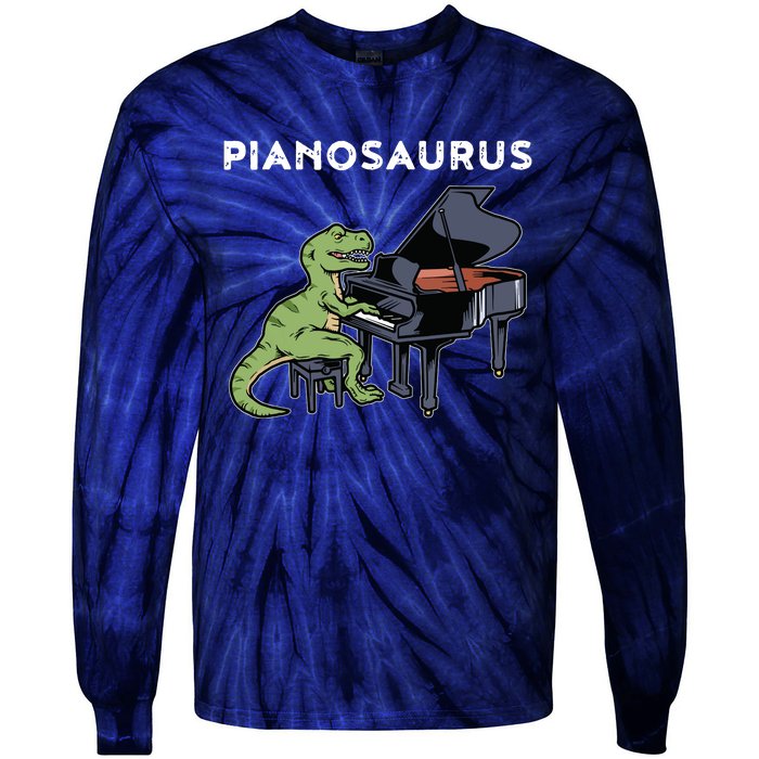 Grand Piano Kids Pianist Gift Dinosaur Music Piano Tie-Dye Long Sleeve Shirt