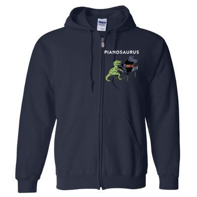 Grand Piano Kids Pianist Gift Dinosaur Music Piano Full Zip Hoodie