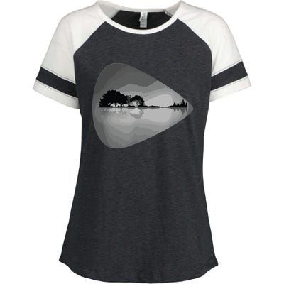 Guitar Pick Lake Reflections Music Lover Guitar Enza Ladies Jersey Colorblock Tee